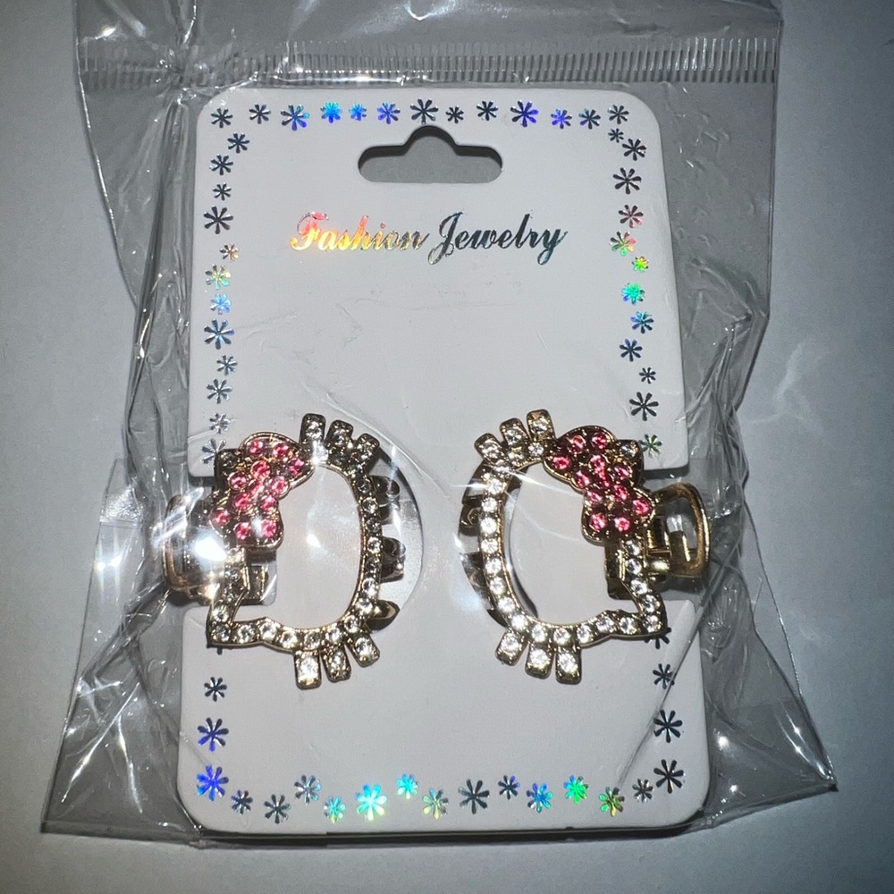 Fashion Jewelry Pink and Silver Hello Kitty Hair Clips
